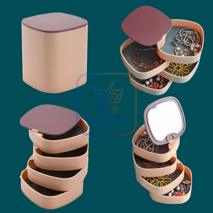Rotating Jewelry & Makeup Organizer Box